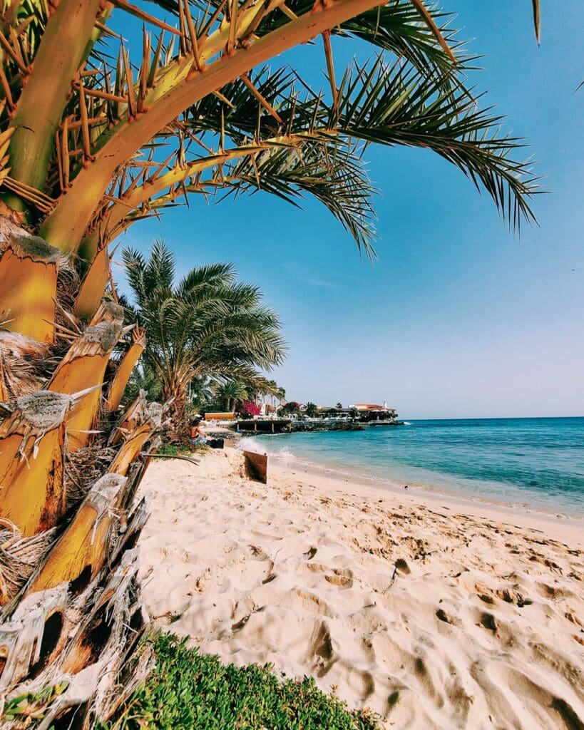A white sandy beach in Cape Verde