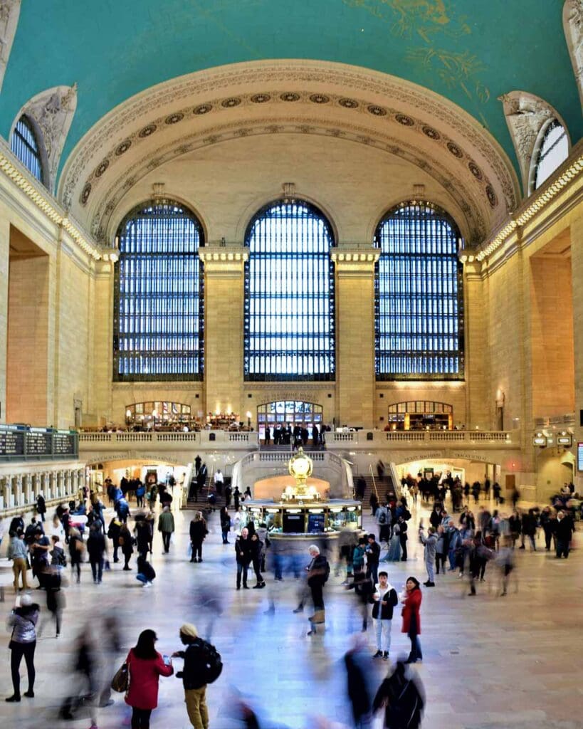 The teal ceiling at Grand Central Station in New York.