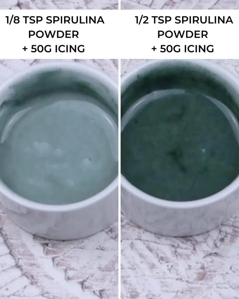 Two dishes showing spirulina as a natural green food colouring