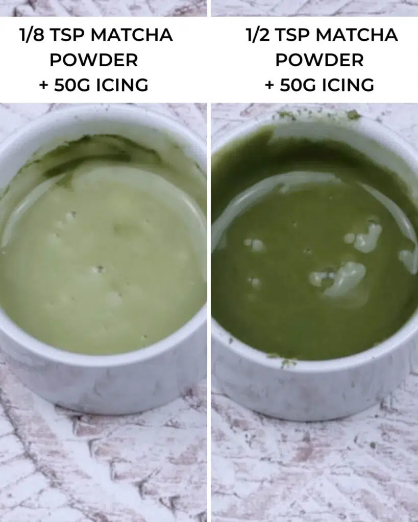Two dishes showing matcha as a natural green food colouring