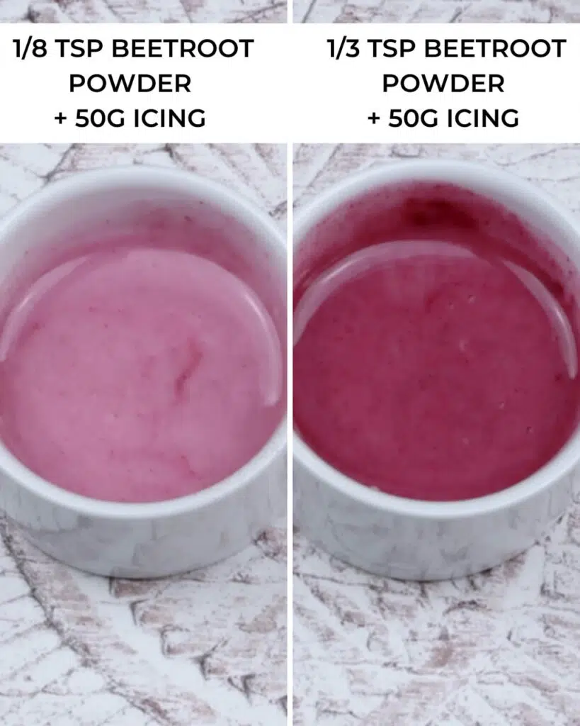 Two dishes showing beetroot as a natural pink food colouring