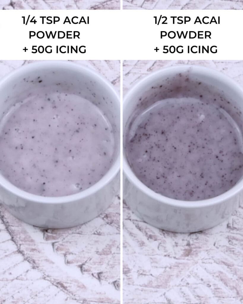 Two dishes showing acai as a natural purple food colouring