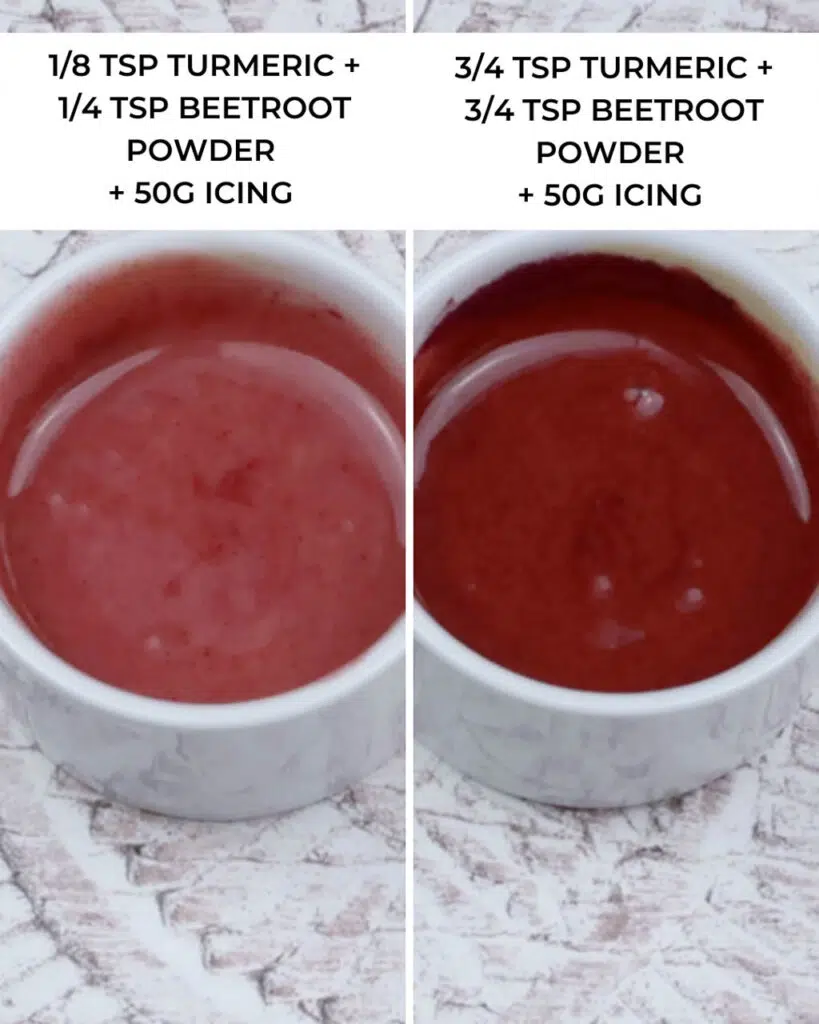 Two dishes showing beetroot as a natural red food colouring