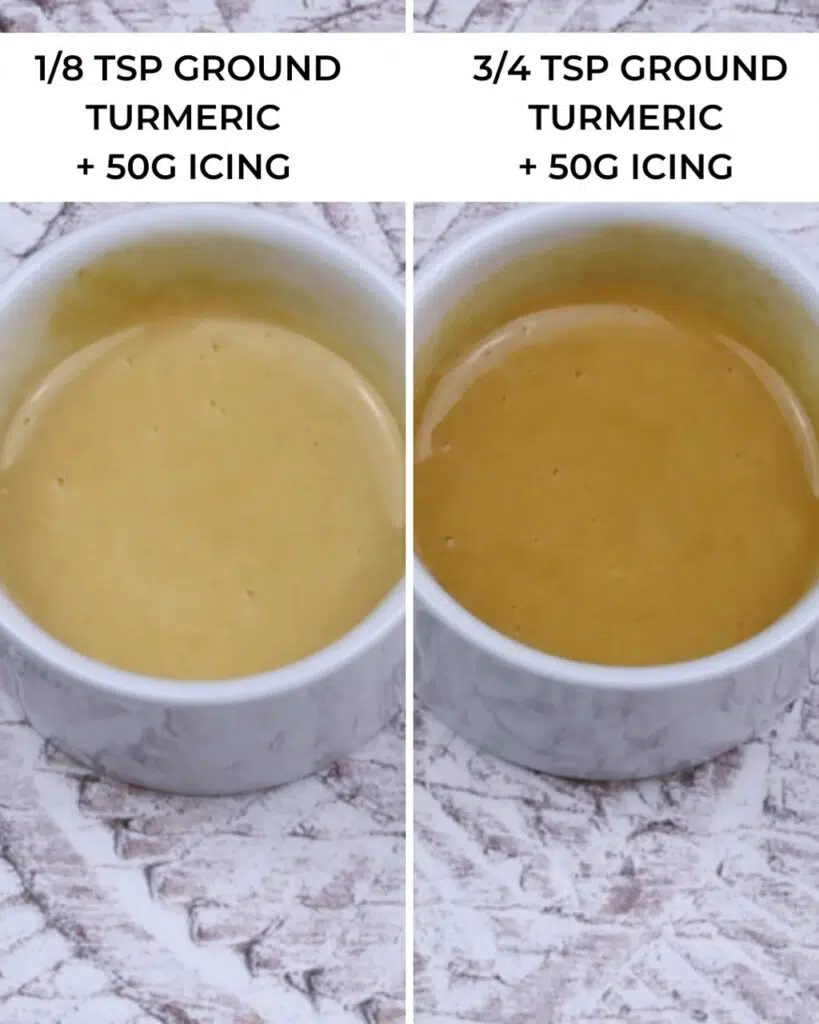 Two dishes showing turmeric as a natural yellow food colouring