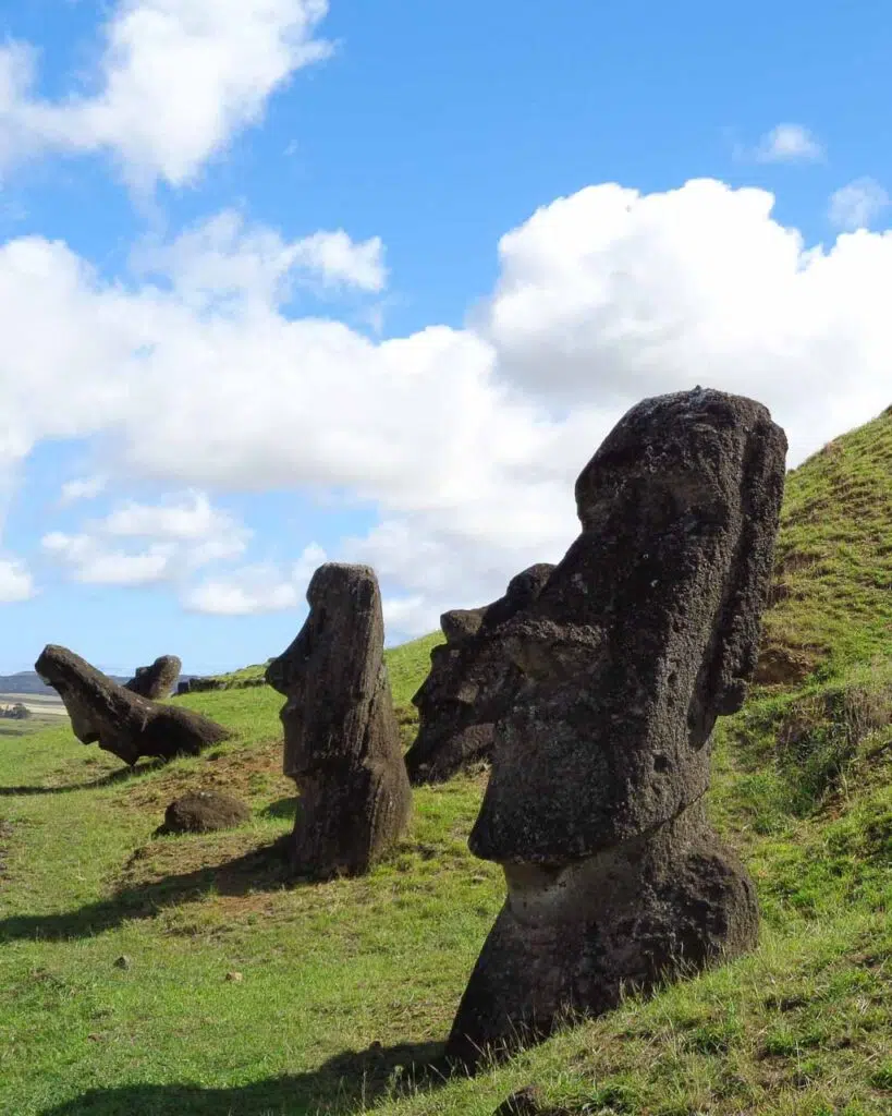 Moai heads at the quarry on Easter Island