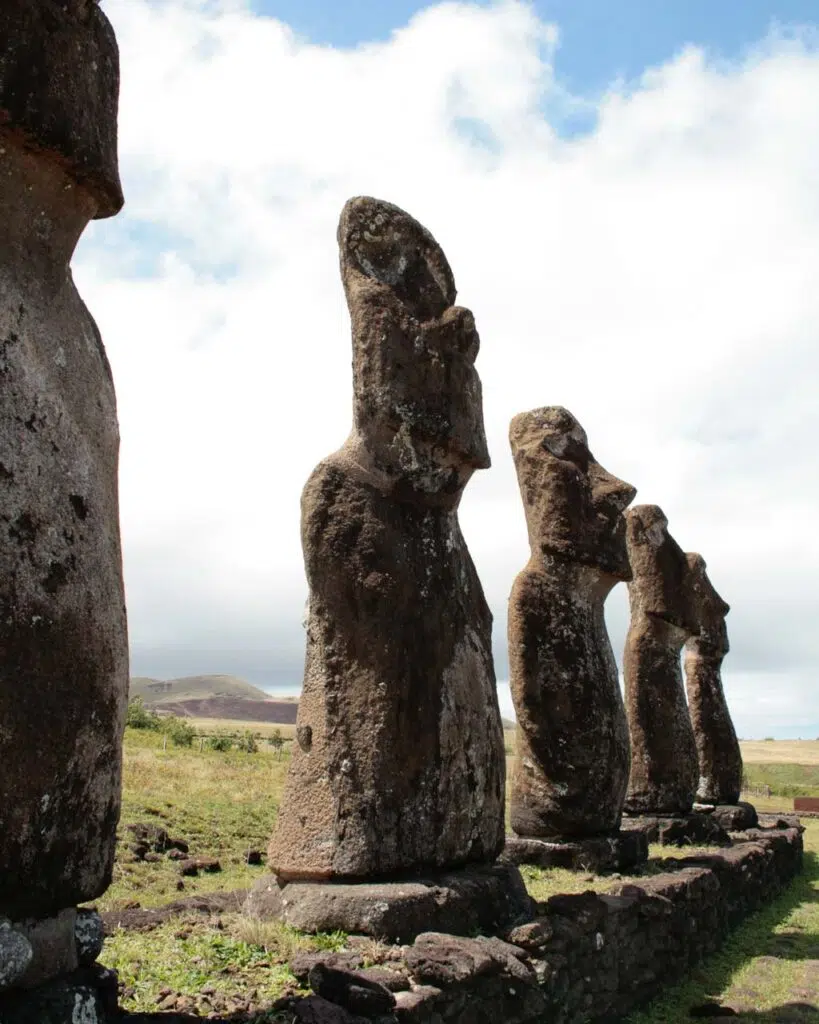 A line of Moai on Easter Island Rapa Nui