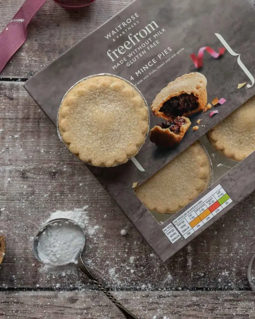 A box of Waitrose free from mince pies