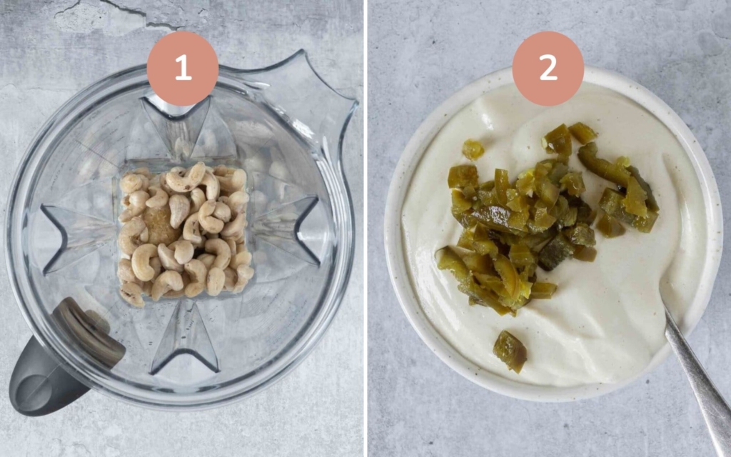 Making cashew cream cheese in a blender