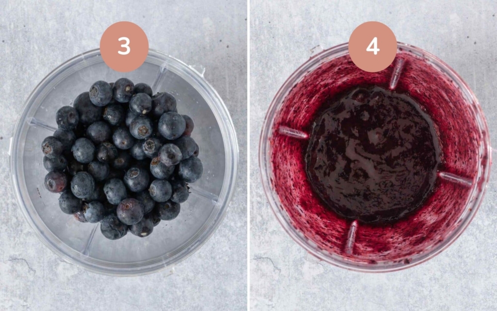 Blended fresh blueberries to make a rich purple compote