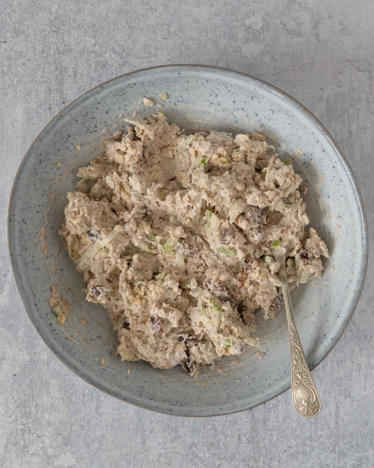 The yoghurt, apple and oat base for apple pie bircher