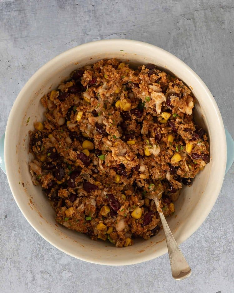BBQ bean burger mix in a bowl