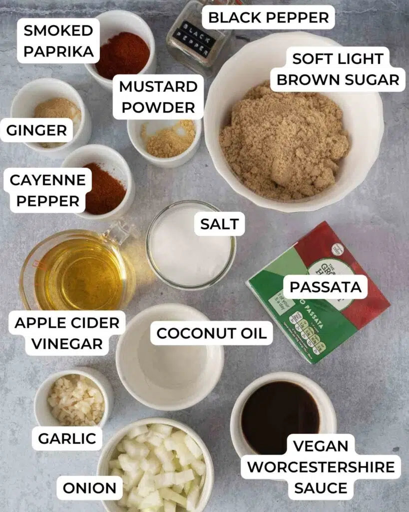 The ingredients needed to make homemade bbq sauce