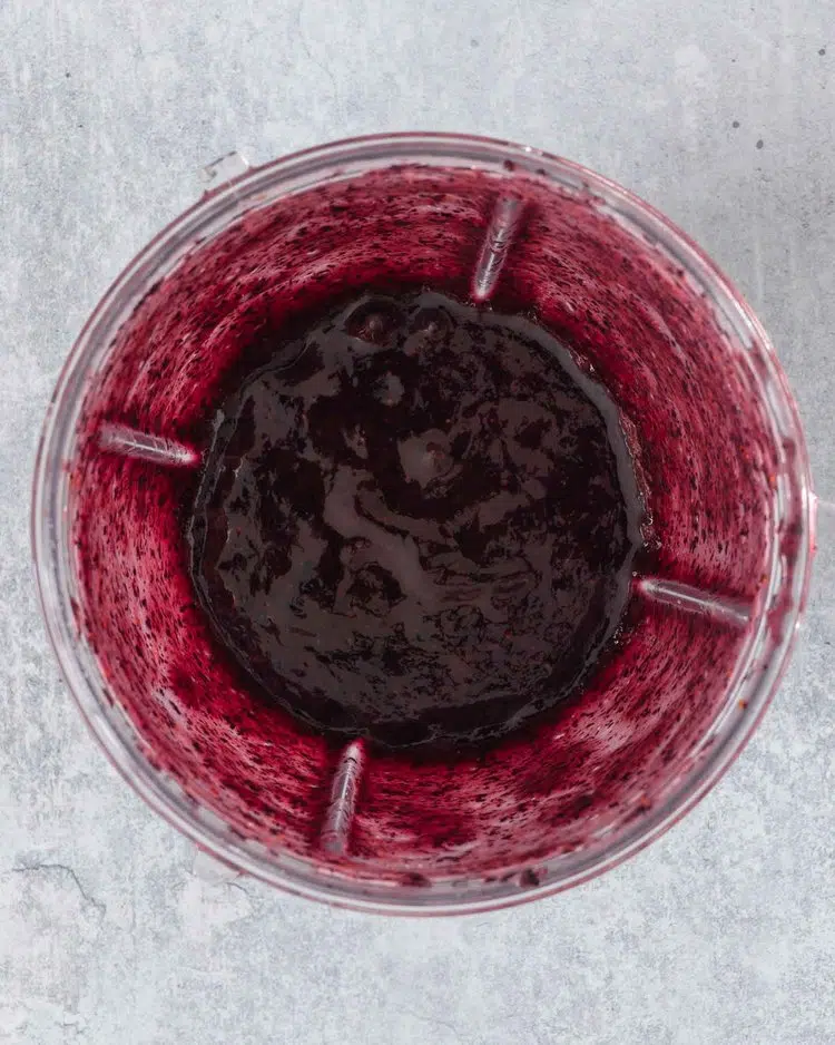Blended fresh blueberries to make a rich purple compote