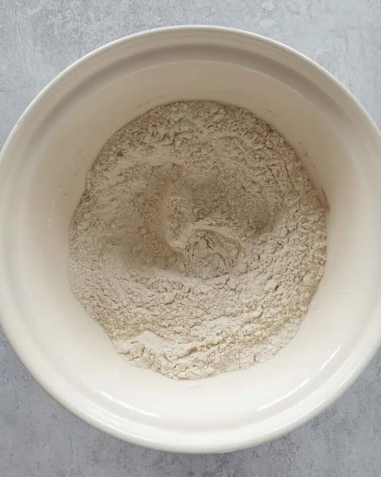 Flour in a large mixing bowl