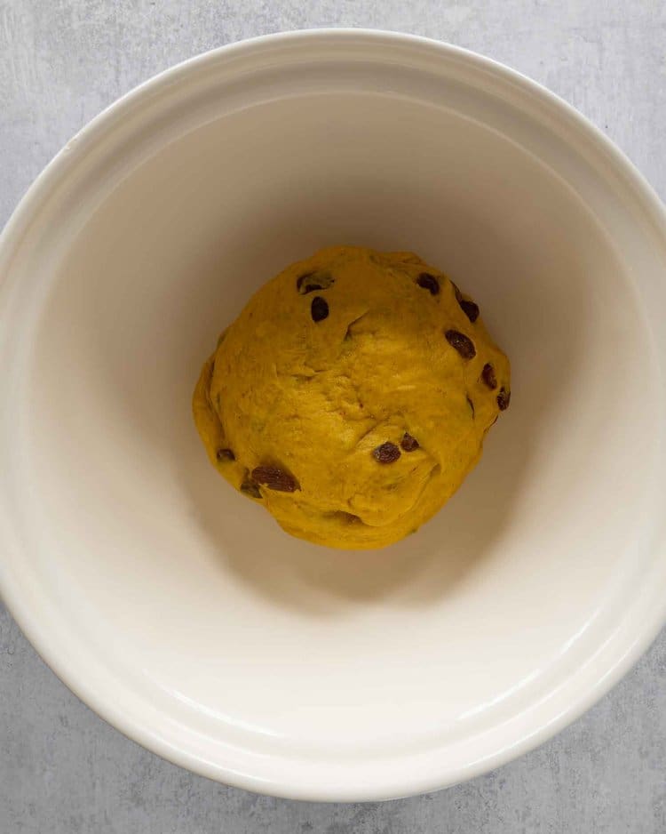 Golden Cornish Saffron Bun dough studded with juicy sultanas