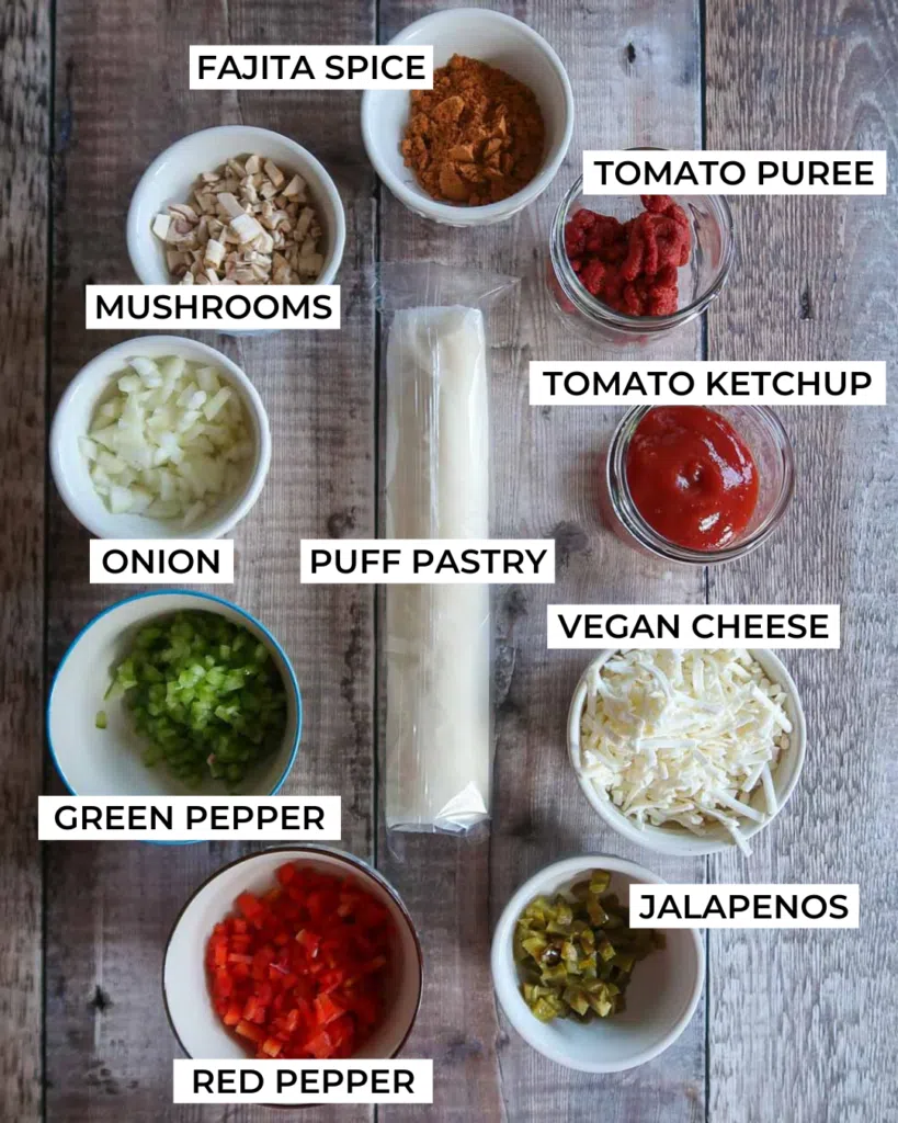 The ingredients needed to make Mexican Pizza Pinwheels