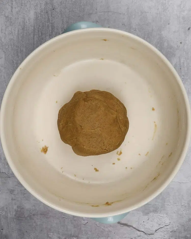 Vegan gingerbread dough in a bowl
