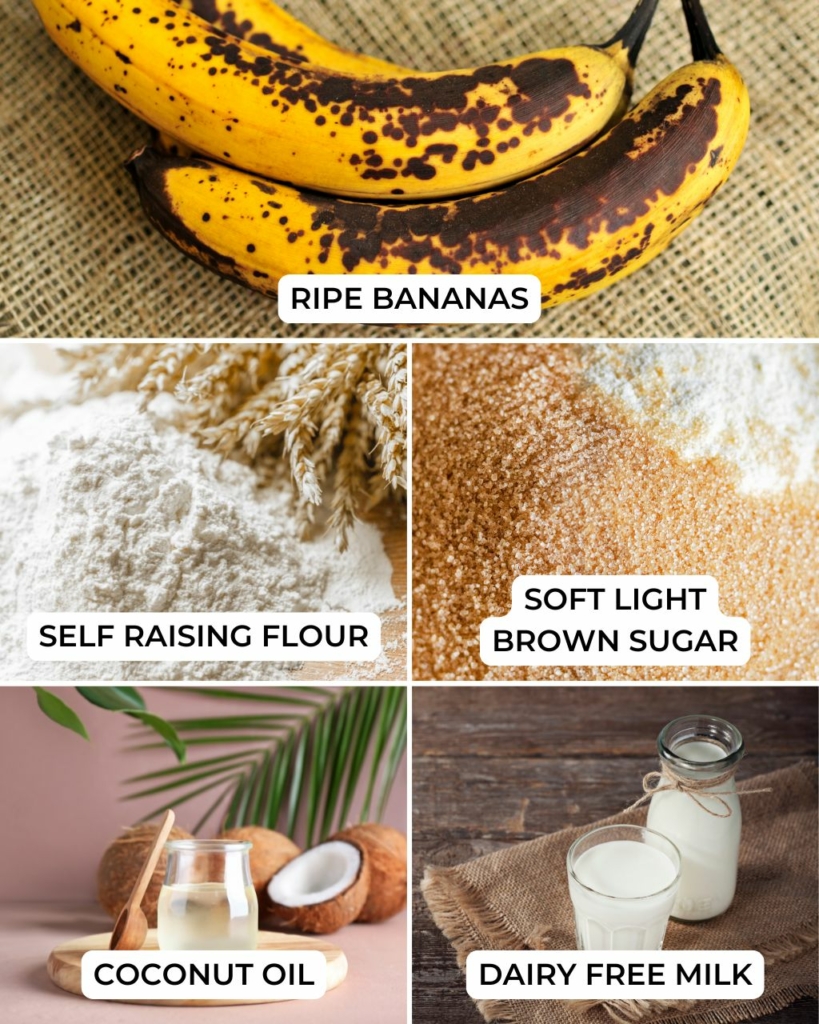 The ingredients needed to make 5 ingredient vegan banana bread