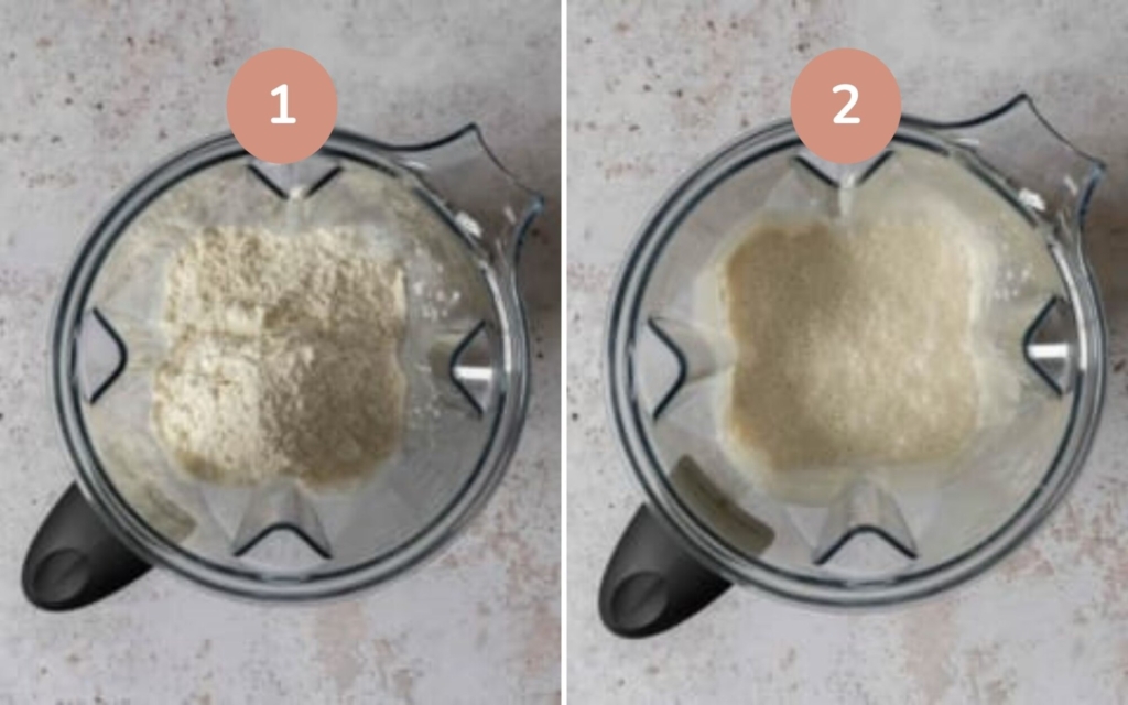 Crepe batter being blended in a blender