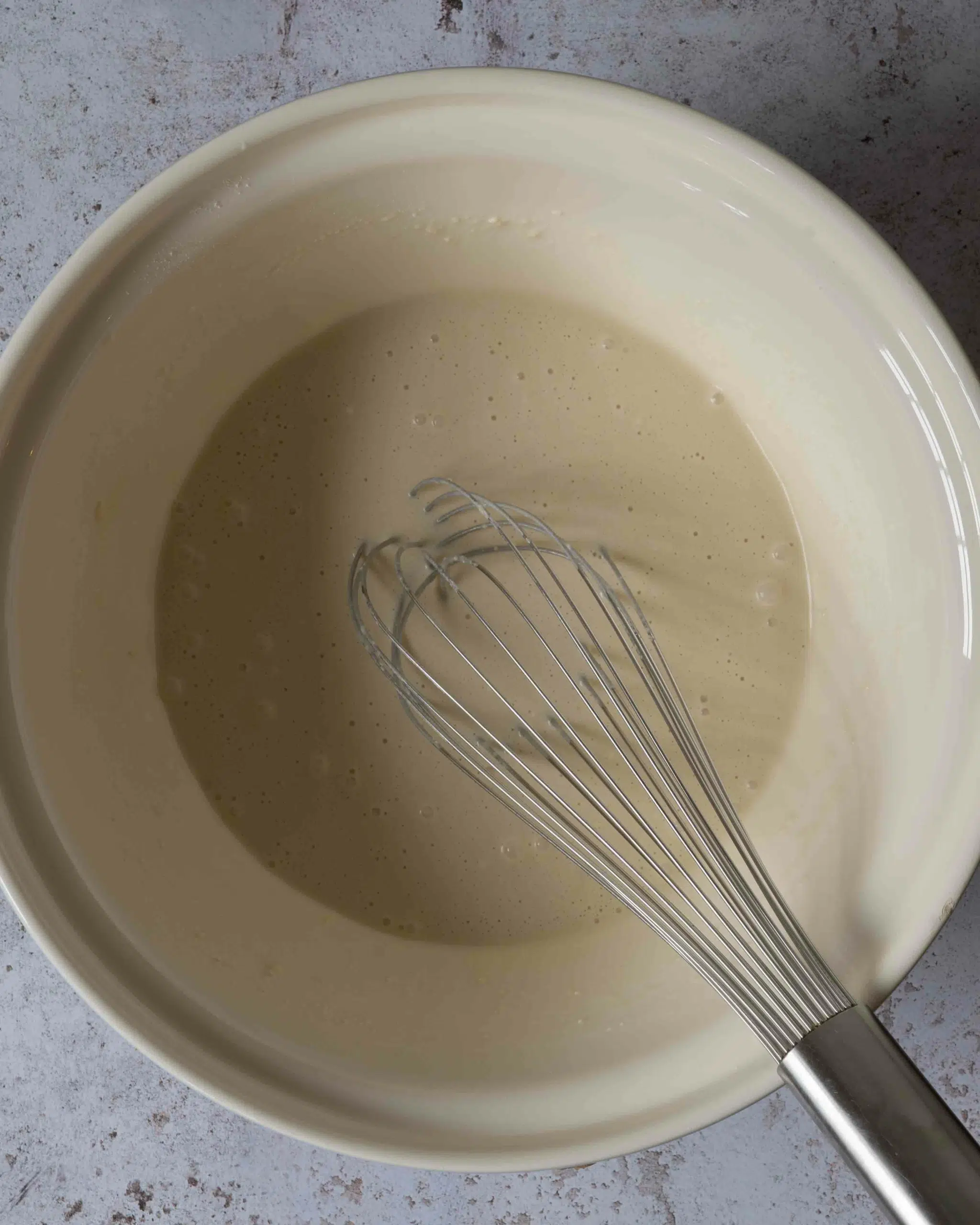 A bowl of freshly mixed cake batter