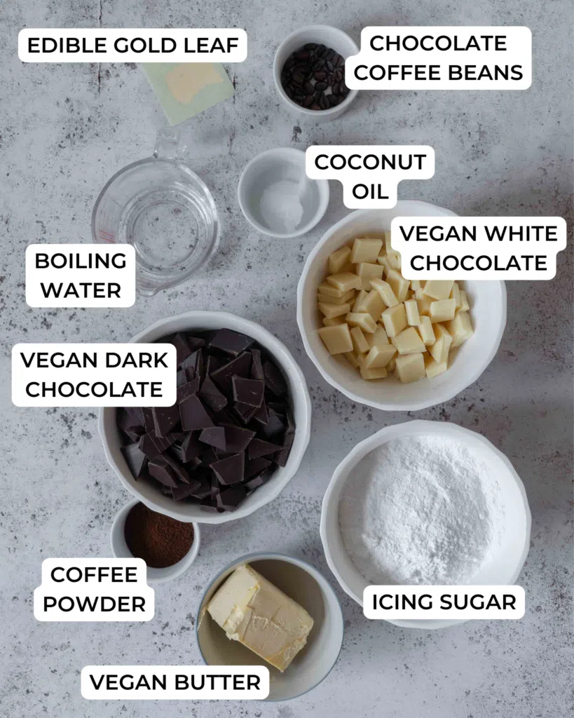 Some of the ingredients needed to make vegan tiramisu cake pops