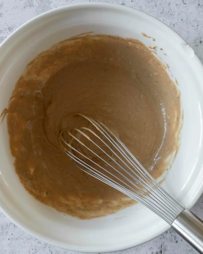 Coffee cake batter in a mixing bowl