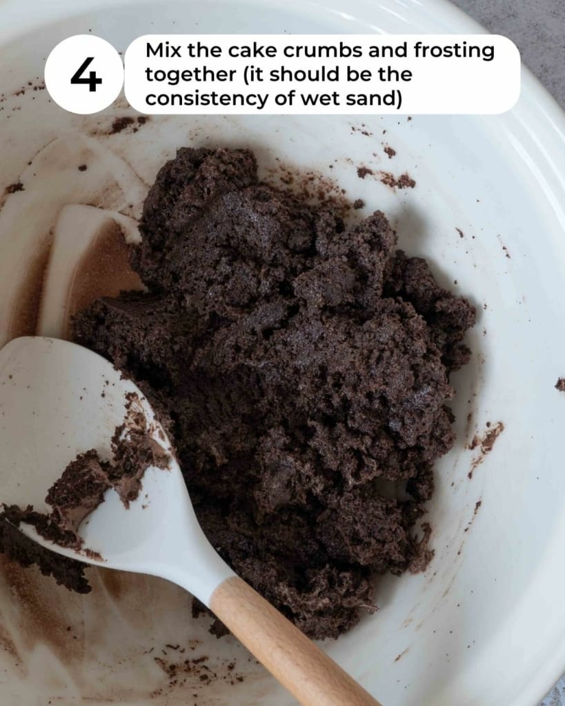 Chocolate cake pop mixture in a bowl.