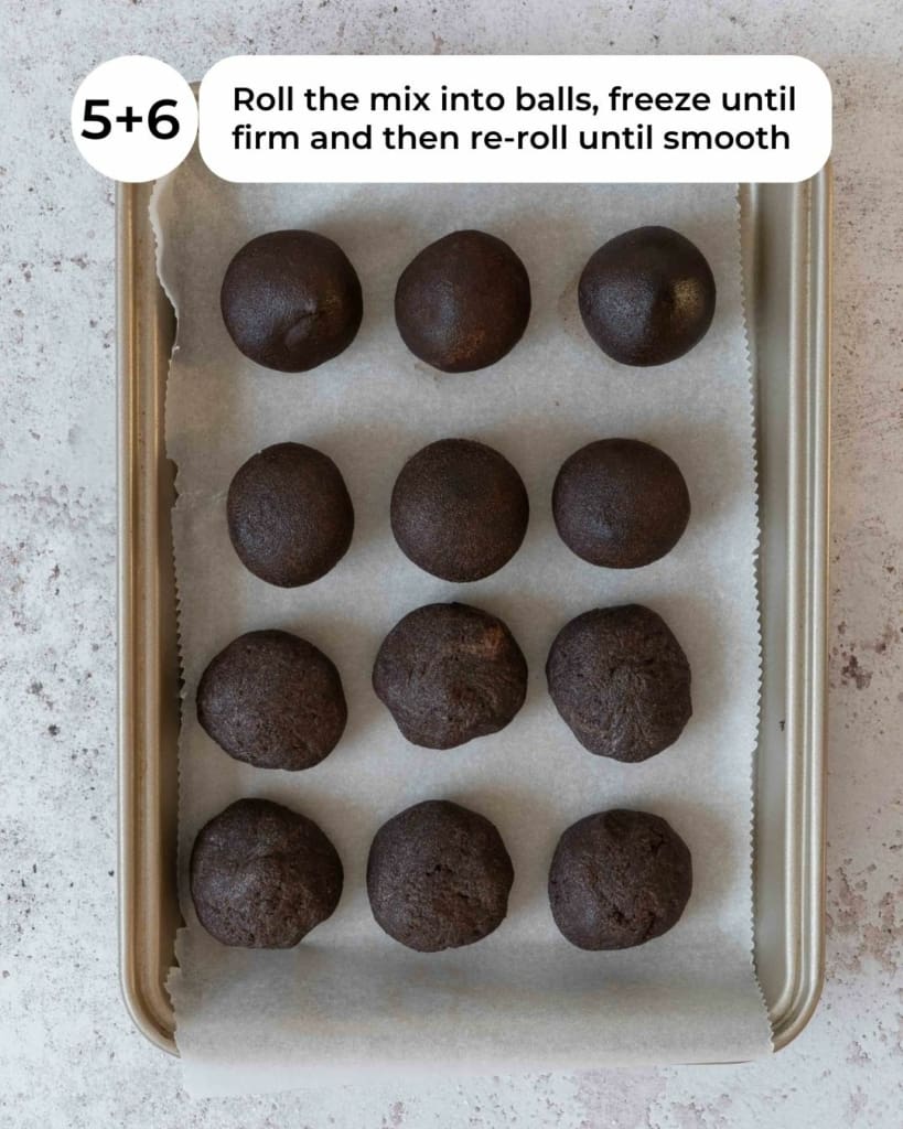 12 cake balls rolled out, ready to be coated in chocolate and be made into cake pops.