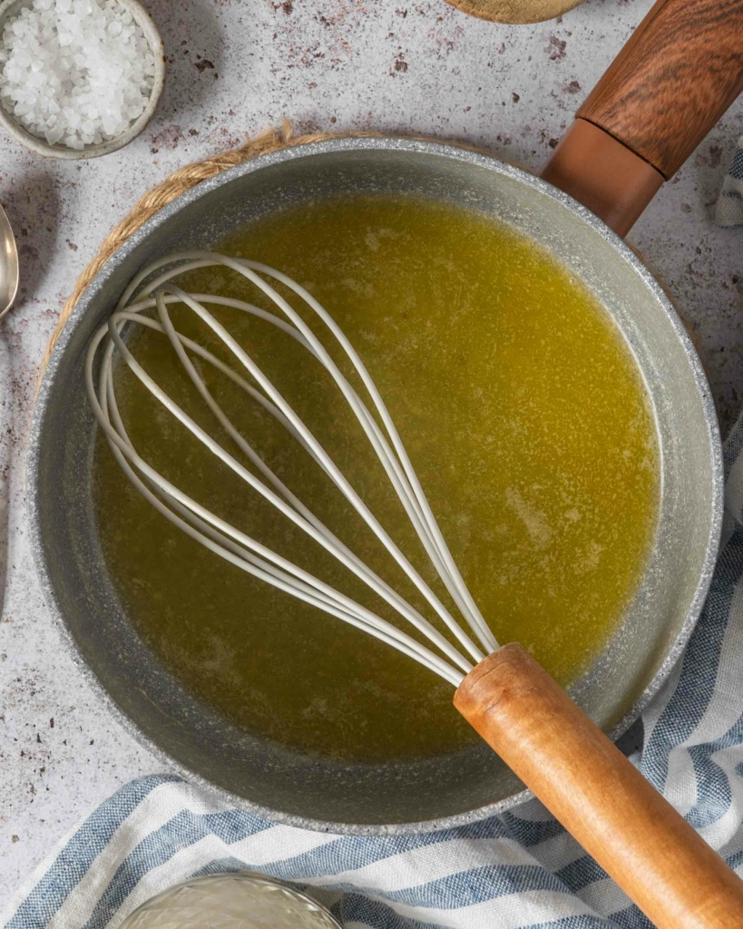 Melted margarine in a saucepan