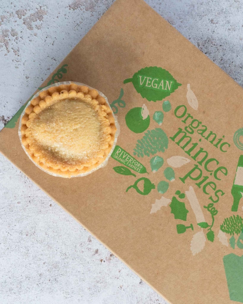 A box of Riverford Organic vegan mince pies