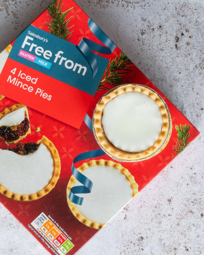 A box of Sainsbury's iced free from vegan mince pies