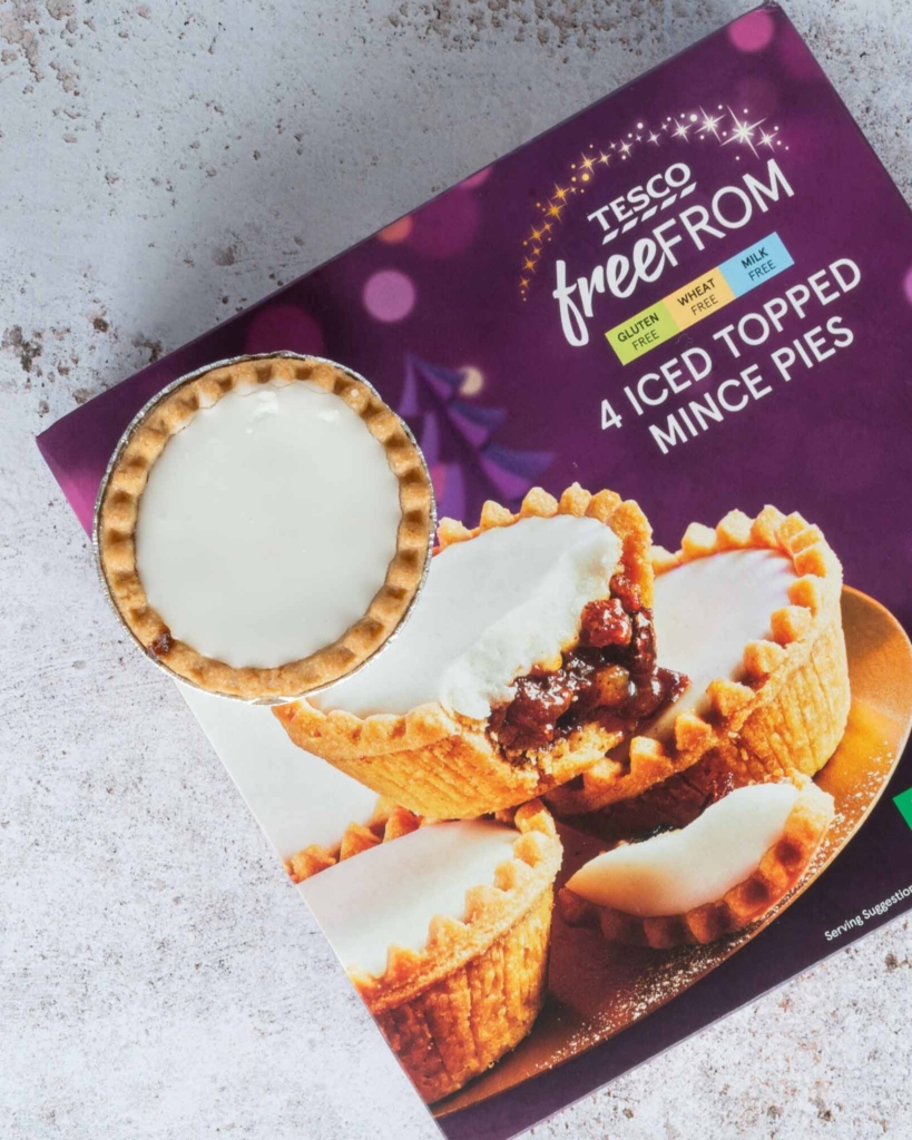 A box of Tesco free from vegan iced mince pies