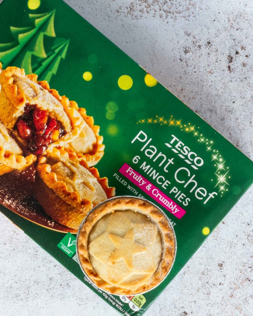 A box of Tesco Plant Chef vegan mince pies