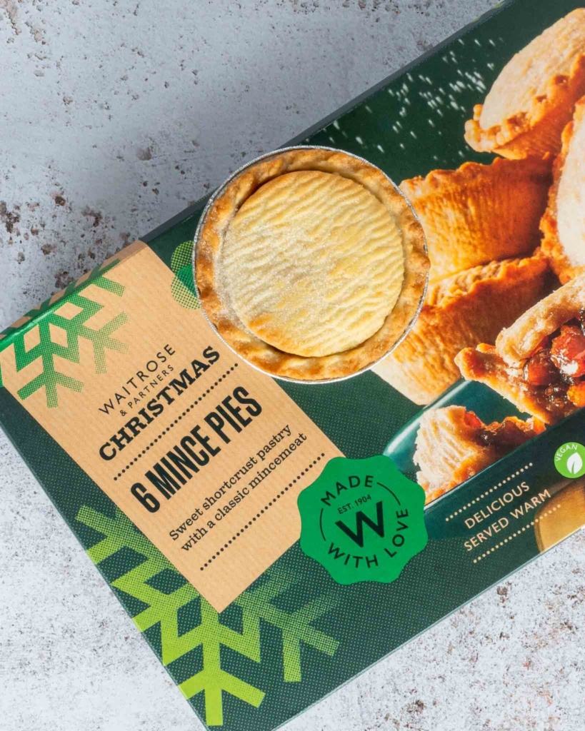 A box of Waitrose vegan mince pies