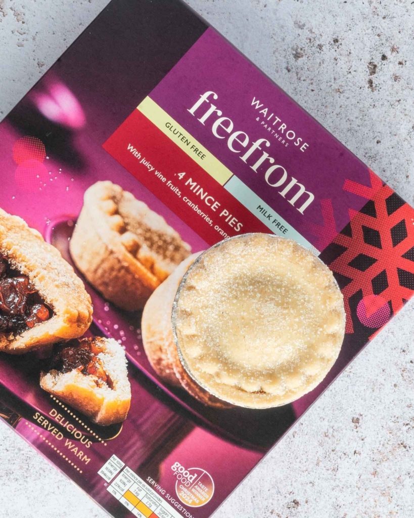 A box of Waitrose free from vegan mince pies