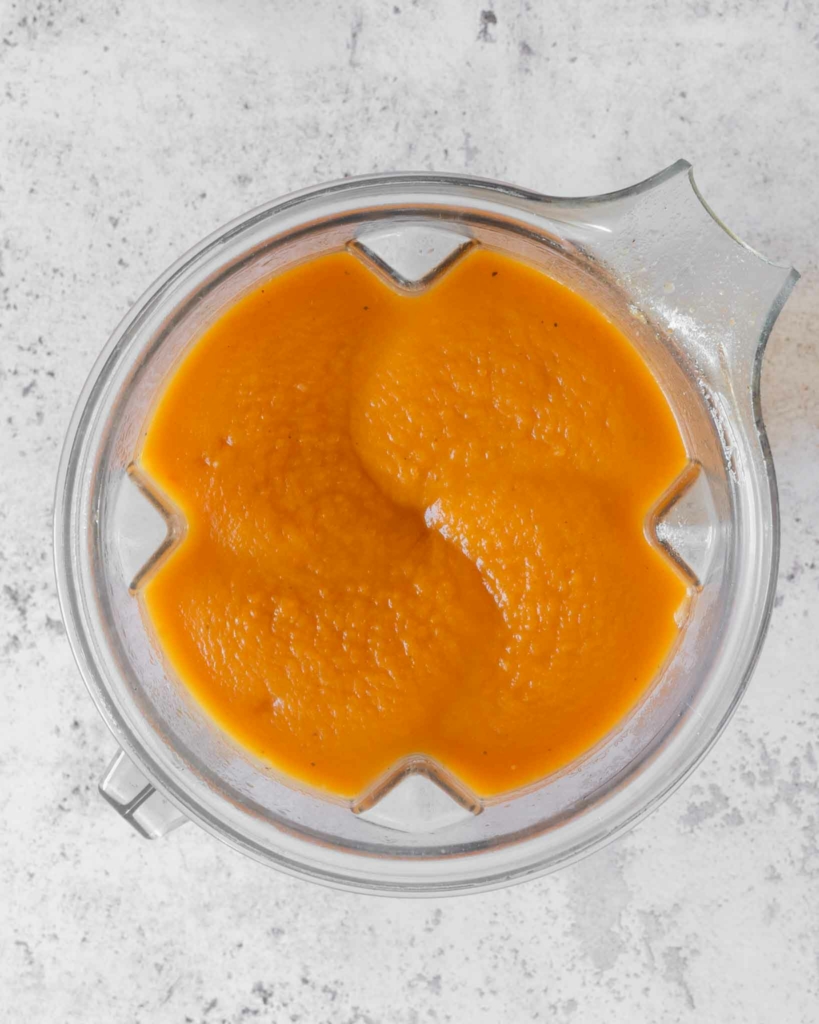 Orange sweet potato soup in blender