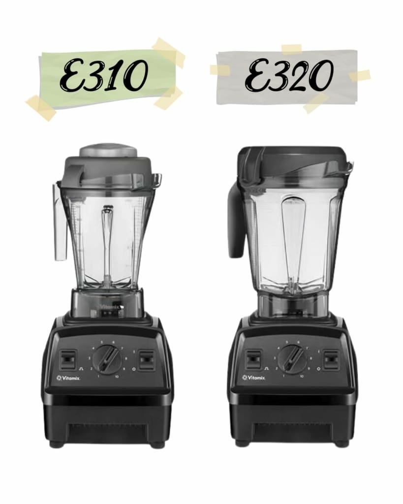 Side by side graphic of the Vitamix e310 vs e320