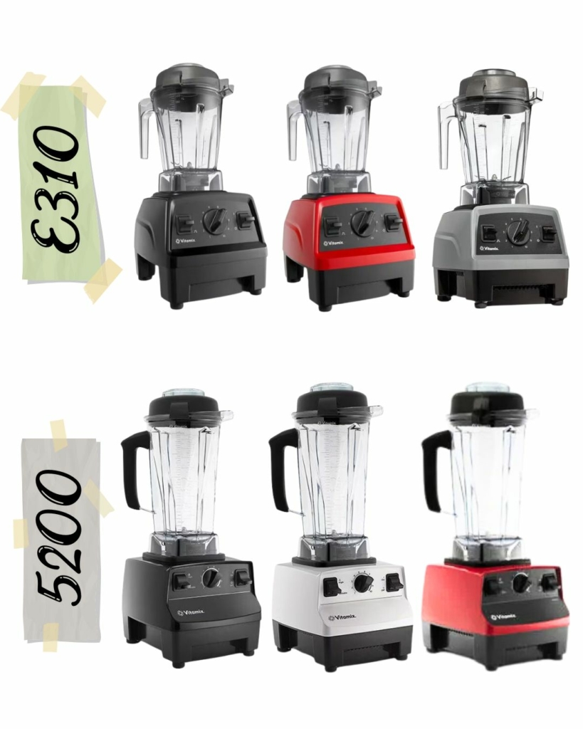 The colour options available for the Vitamix e310 and the Vitamix 5200