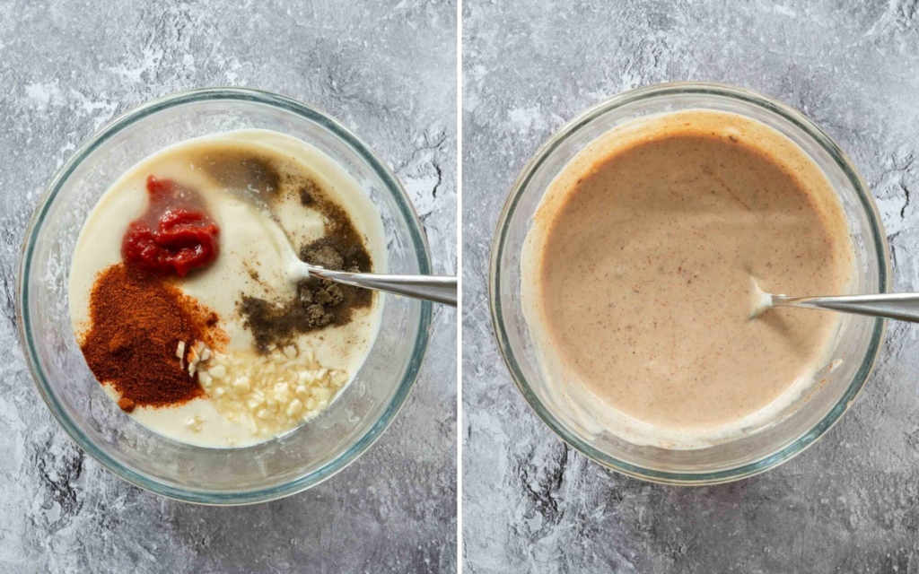 Vegan paprika tomato mayo dressing