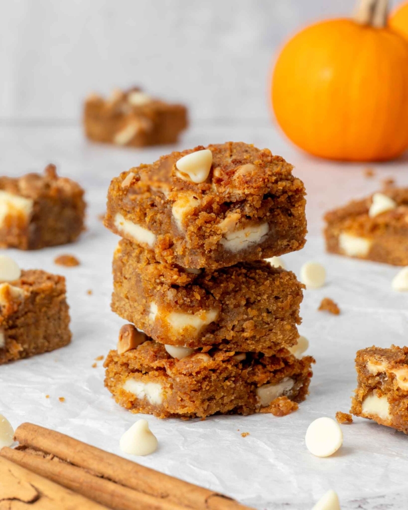 A stack of vegan blondies