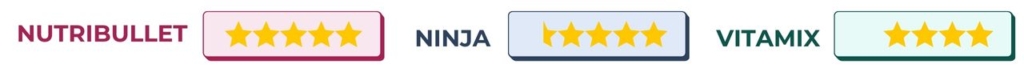 A graphic showing three star ratings in the ease of use performance test:  Nutribullet vs Ninja vs Vitamix