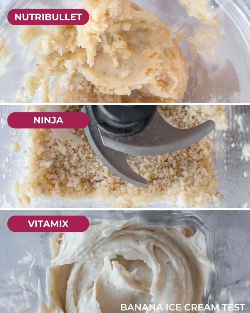 The Nutribullet vs Ninja vs Vitamix at blending frozen banana ice cream