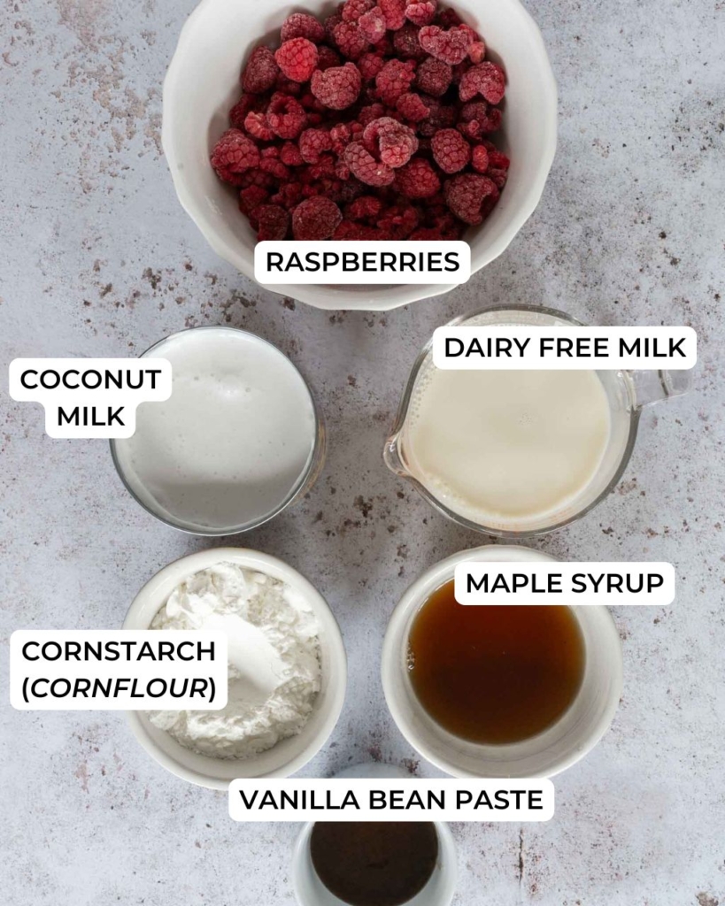 The ingredients for making a vegan panna cotta recipe without gelatin