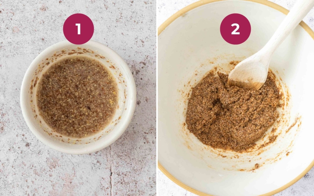 Mixing ingredients in a large bowl to make oatmeal cookies