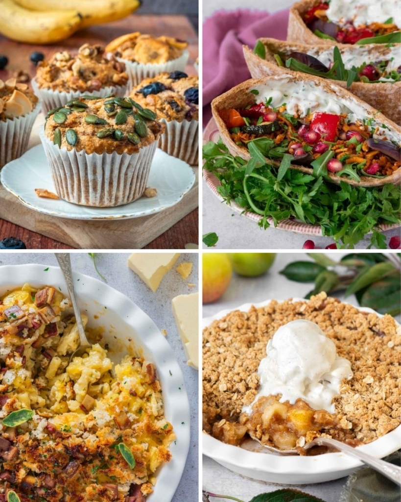 A collage of vegan food