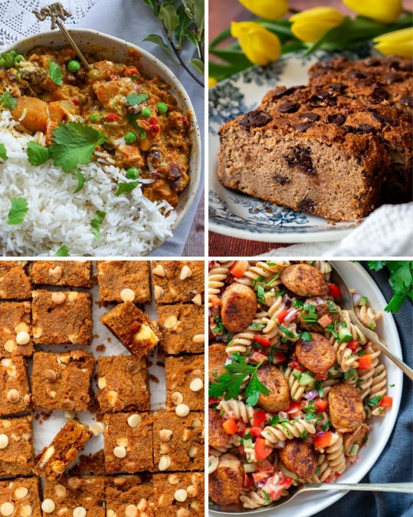 A collage of vegan food