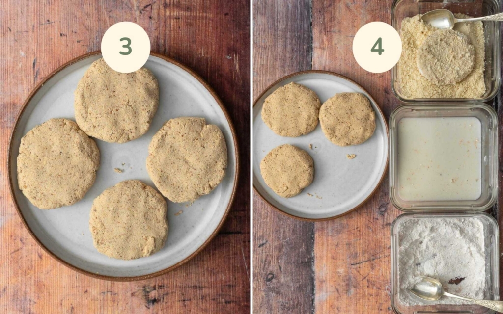 Shaping gluten free vegan chicken patties